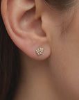 Monstera Leaf Cz Flat Back Earrings 14k Solid Gold