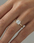 Asscher Cut Moissanite Ring 14k Gold, Solitaire Moissanite Engagement Ring
