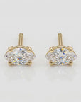 Marquise Diamond Stud Earrings, 0.14 ct VS Diamond Earrings 14k Gold