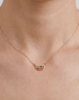 10K Solid Gold Diamond Rainbow Necklace, Lab Grown Diamond Pendant