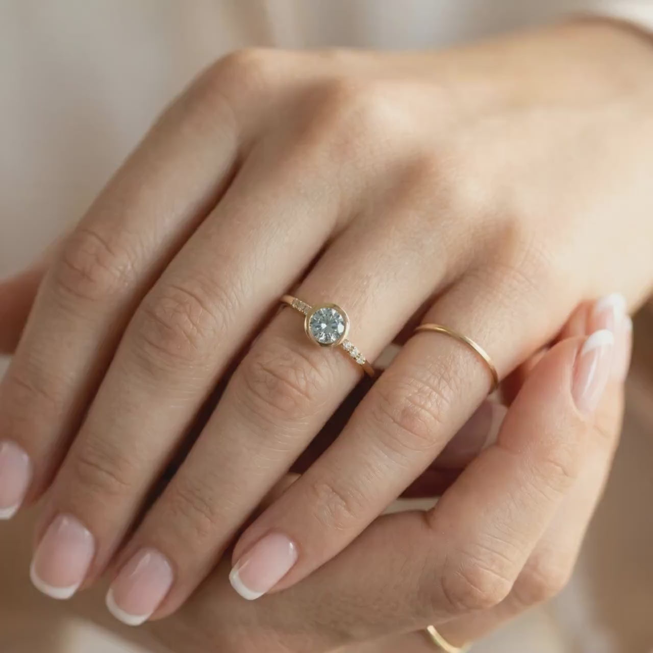 Aquamarine Engagement Ring in 14k Gold