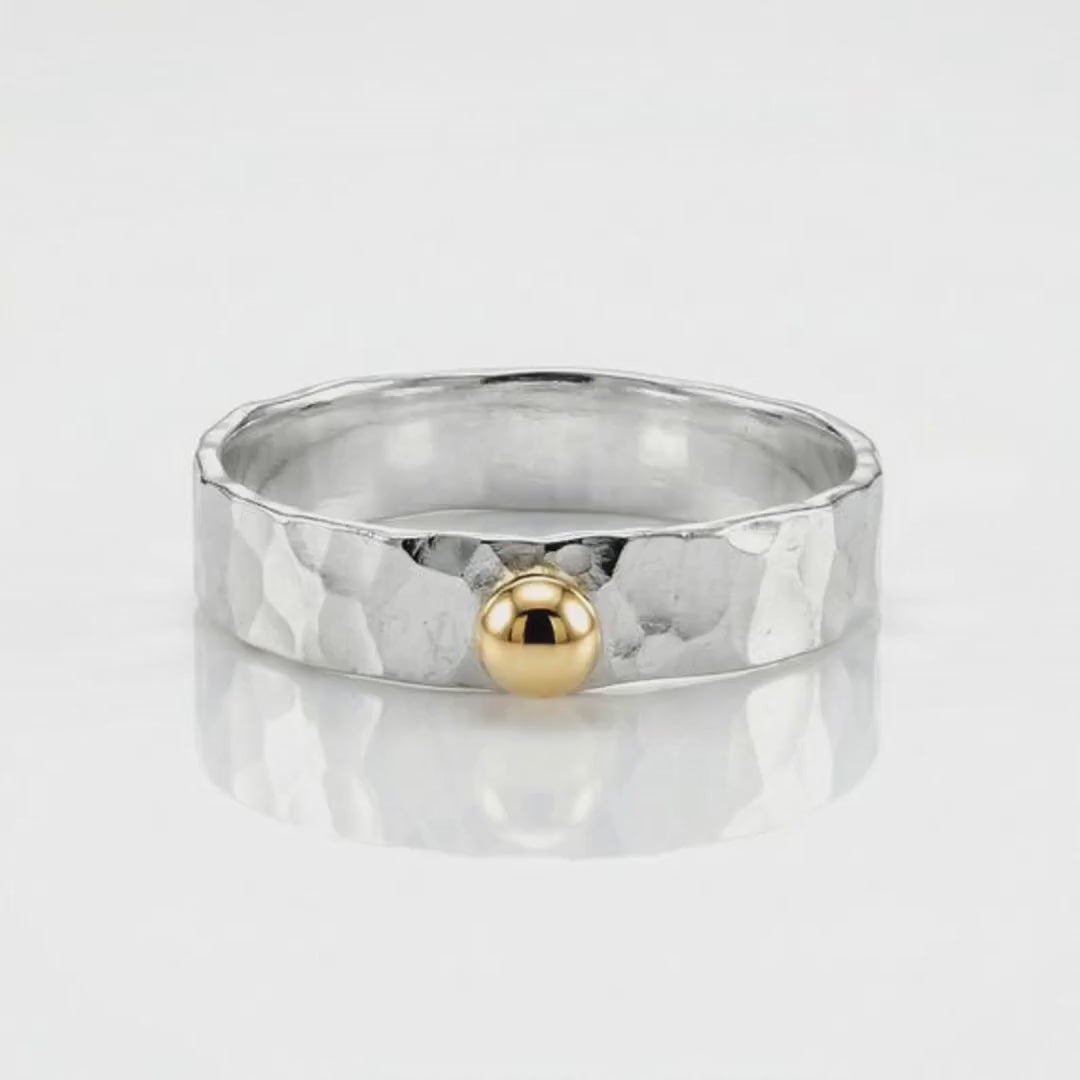 14k Gold Dot Stacking Gold Ball Ring - Mixed Metal Ring