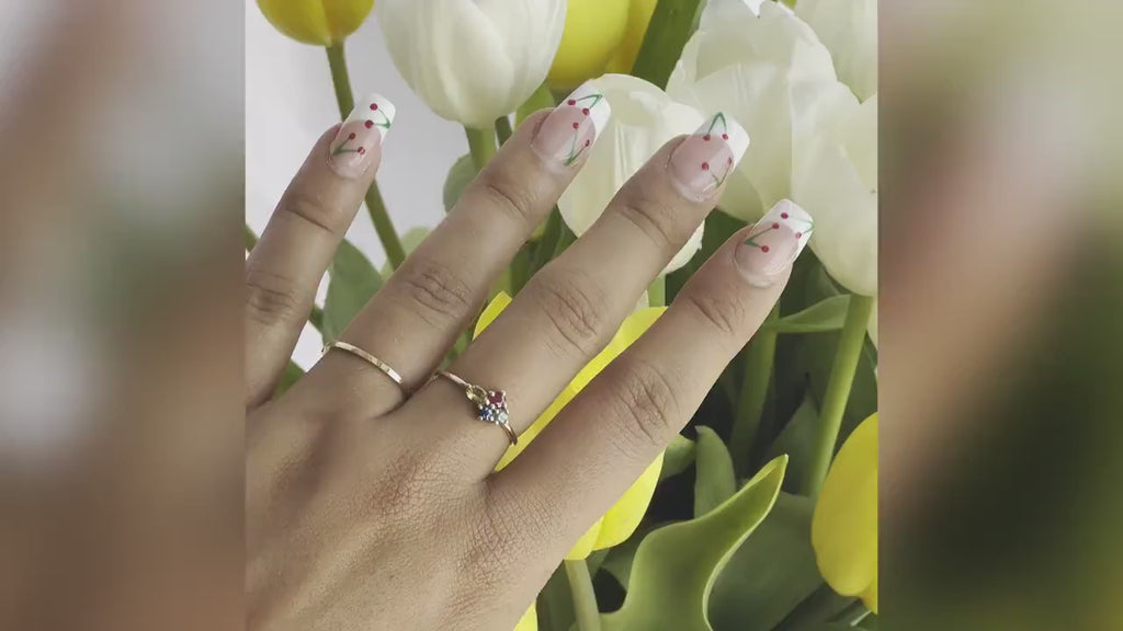 Four Stones Cluster Ring, Peridot Cluster Ring, Multi Gemstone Ring