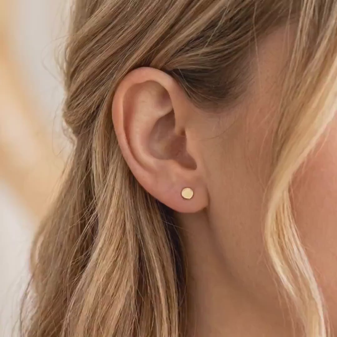 14k Solid Gold Dot Stud Earrings
