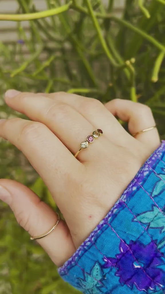 Pink and Green Tourmaline Ring