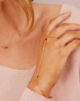 Gold Slave Bracelet, Garnet Hand Chain Bracelet