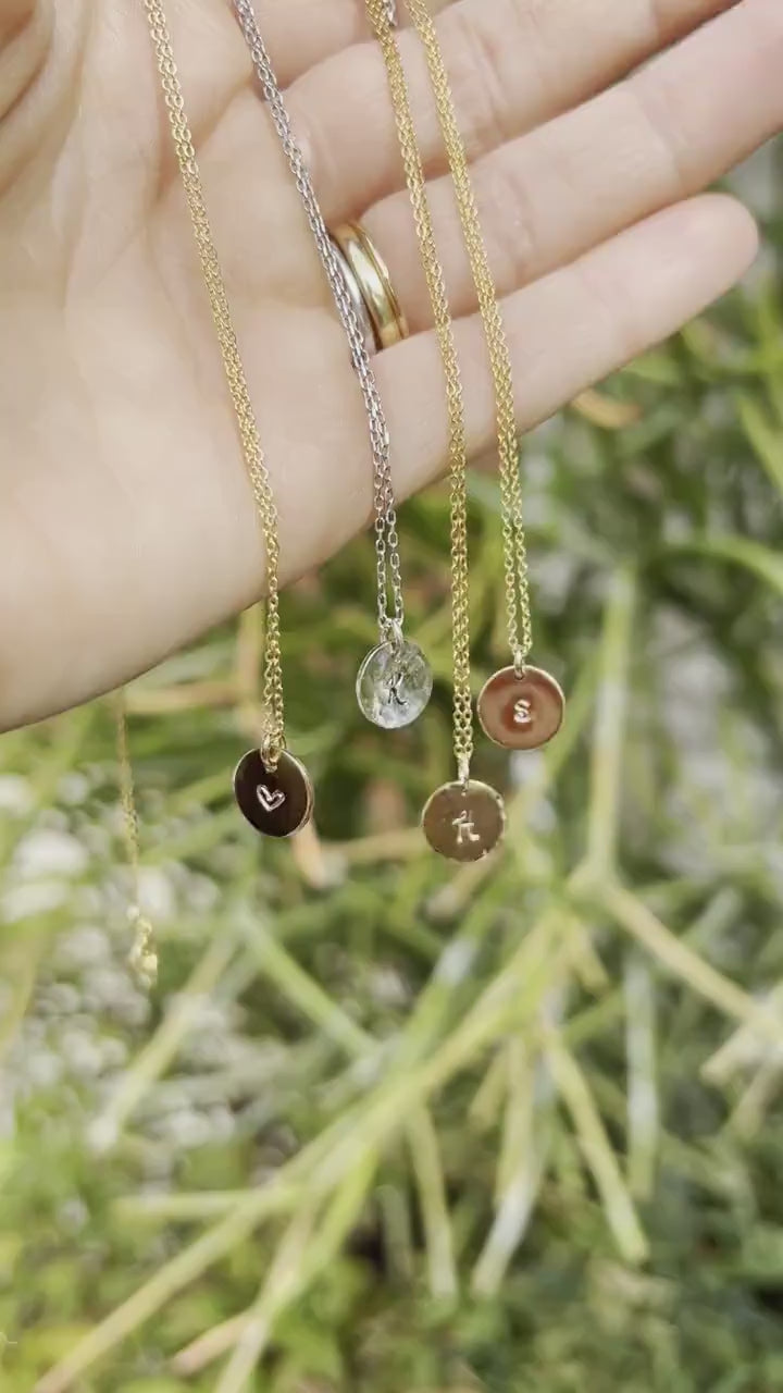 Dainty Initial Necklace Gold Filled, Hand Stamped Initial Necklace