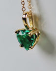 Heart Cut Emerald Necklace in 14k Gold