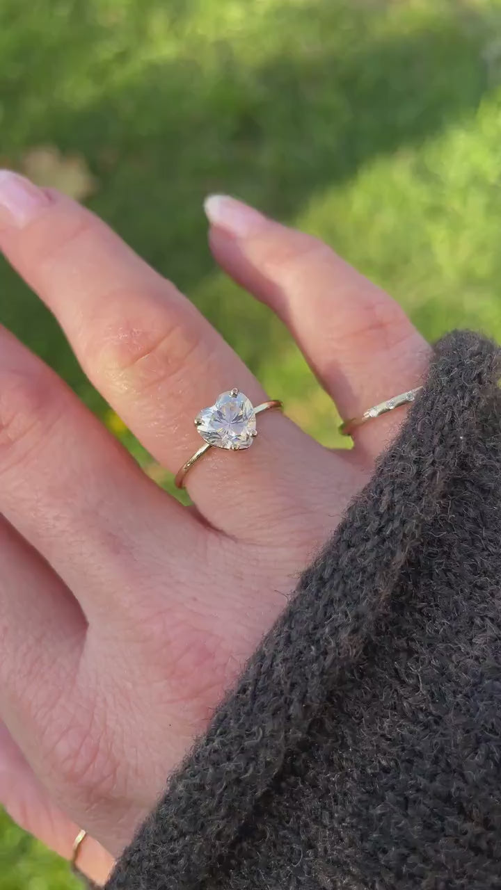 Heart Moissanite Ring 14k Gold, 1.3 Ct. Heart Moissanite Engagement Ring