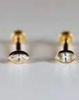 Marquise Diamond Labret Earrings 14k Solid Gold