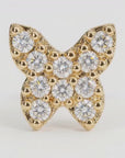 CZ Butterfly Flat Back Earrings 14k Solid Gold (single or pair)