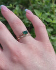 East West Emerald Cut Emerald Ring 14k Solid Gold