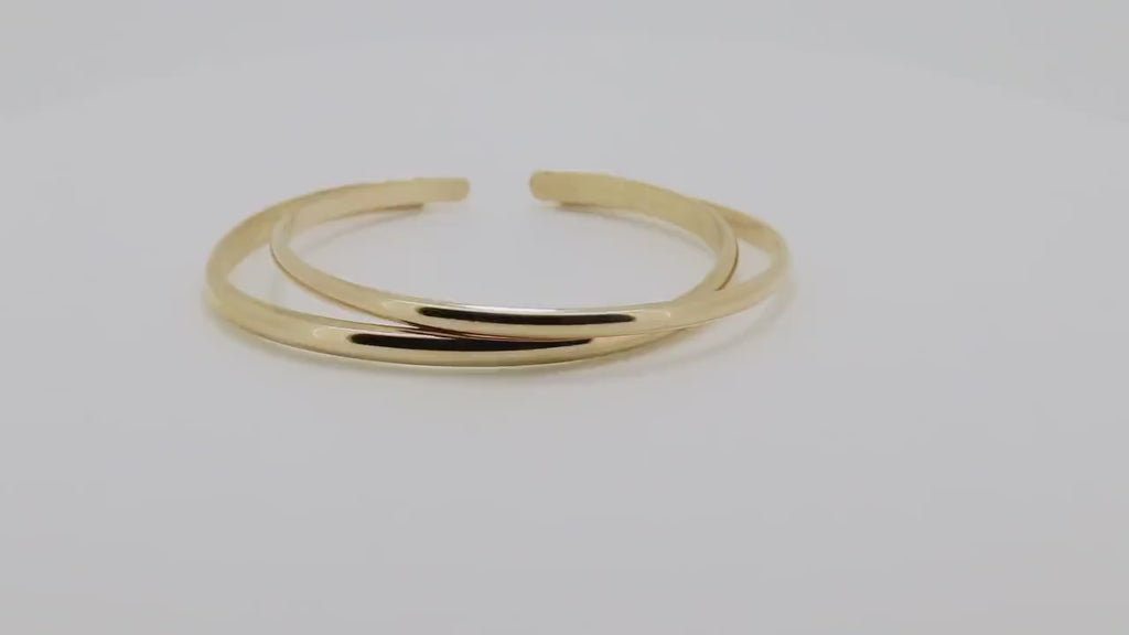 Gold Open Cuff Bracelet - Thick Hammered Gold Filled Bangles