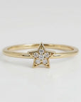 Genuine Diamond Star Ring in 14k Gold