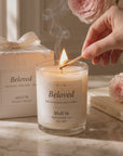 Beloved Candle – Rose de Mai, White Cedar & Musk | Luxury Floral Musk Candle | Romantic Gift | Melt’m Quiet Collection
