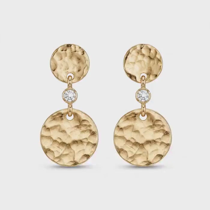 Double Disc Diamond Earrings Dangle