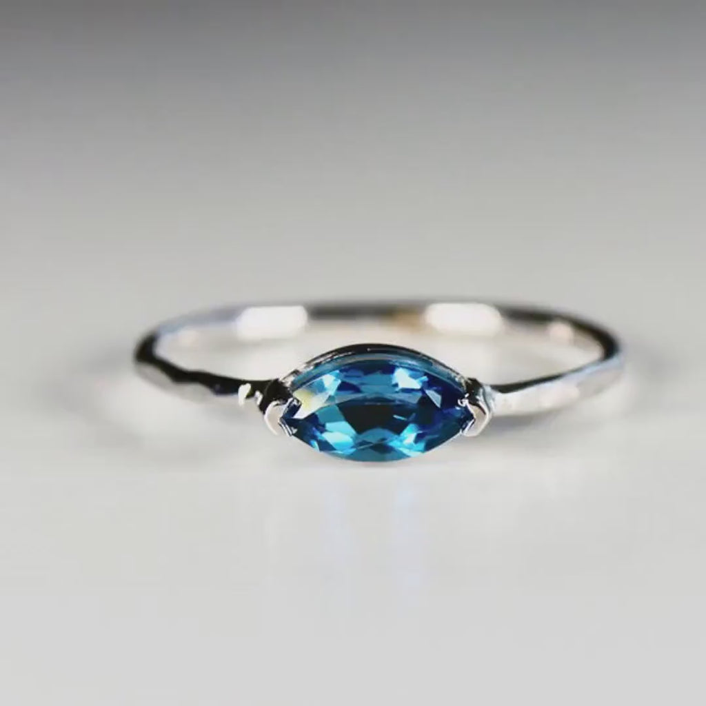 Marquise London Blue Topaz Ring in 14k Gold