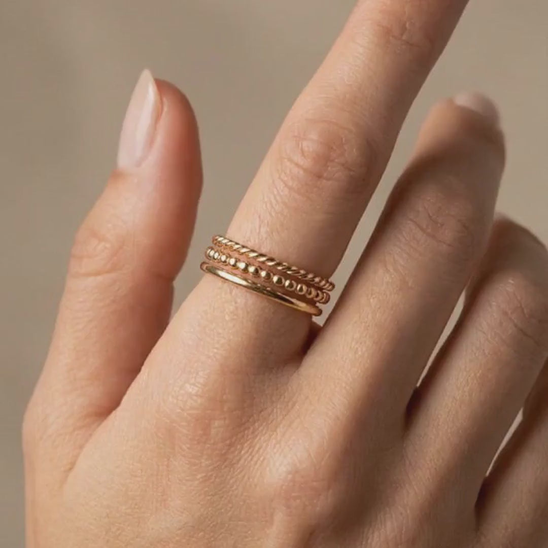 14k Solid Gold Twisted Stackable Ring: Midi Ring