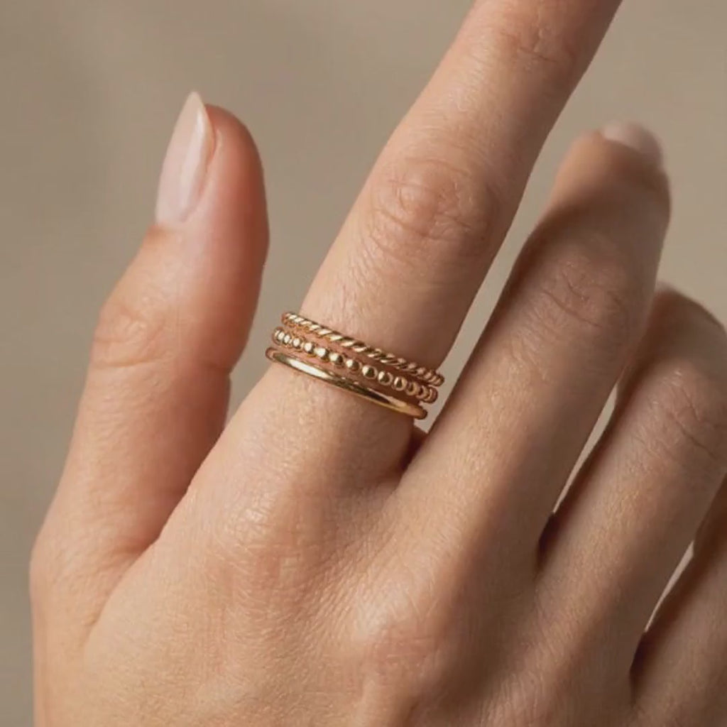 14k Solid Gold Twisted Stackable Ring: Midi Ring