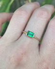 Emerald Cut Bezel Set East West Emerald Ring