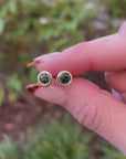 Green Sapphire Martini Bezel Earrings in 14k Solid Gold