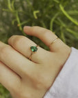 Emerald Ring 14k Gold, Pear Cut Emerald Promise Ring, Minimalist Emerald Engagement Ring,, May Birthstone Jewelry, Handmade Fine Jewelry