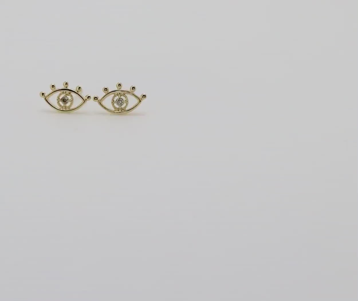 Diamond Evil Eye Stud Earrings in 14k Gold (SINGLE or PAIR)