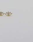 Diamond Evil Eye Stud Earrings in 14k Gold (SINGLE or PAIR)