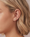 Fluted Heart Flat Back Cartilage Earrings 14k Solid Gold ( SINGLE OR PAIR)