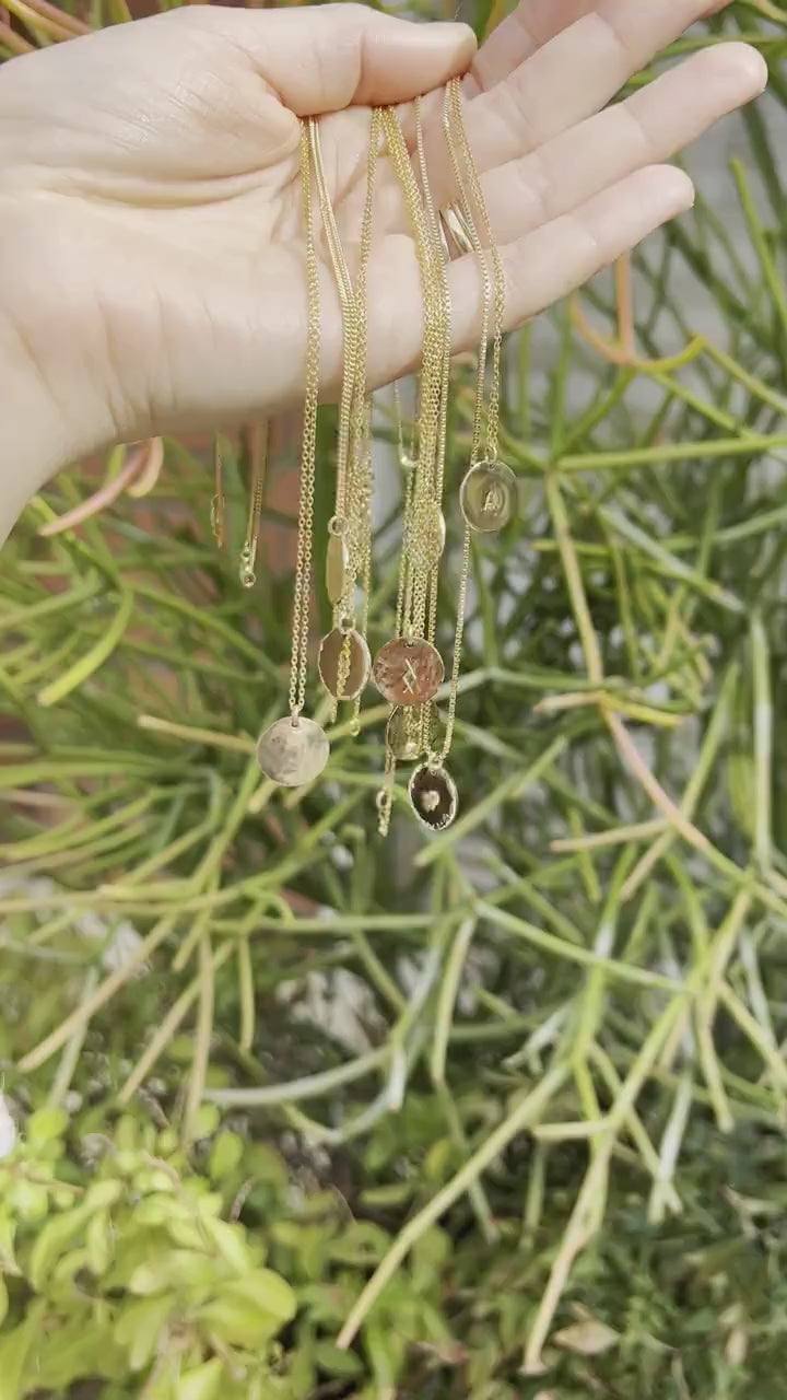 Custom Initial Necklace Gold Filled – Hand Stamped Hammered Coin Necklace, Personalized Mother Gift, Bridesmaid Jewelry