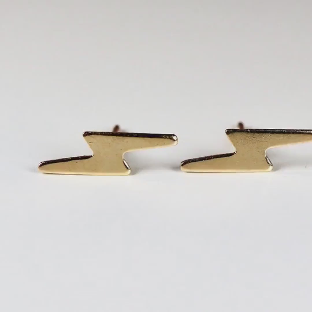 Lightning Bolt Earrings 14k Solid Gold, Lightning Bolt Jewelry