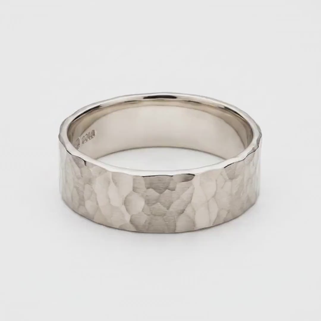 6mm Large Hammered Sterling Silver Band
