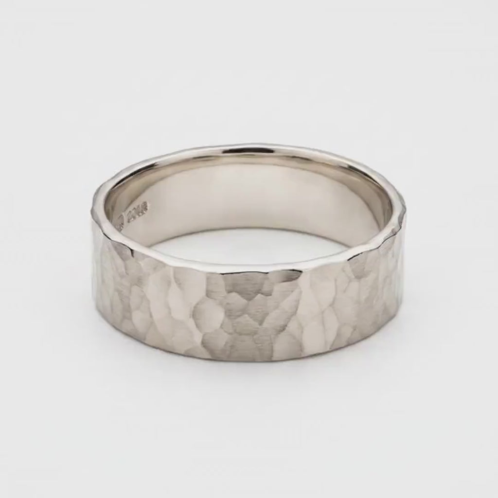 6mm Large Hammered Sterling Silver Band
