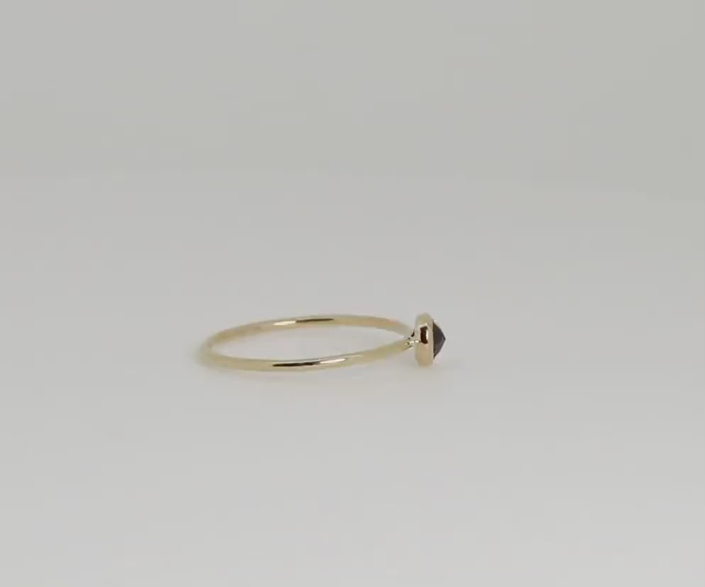 Dainty Salt and Pepper Diamond Ring, Solid 14k Gold Minimalist Rustic Diamond Ring, Proposal Ring, Unique Stacking Diamond Ring