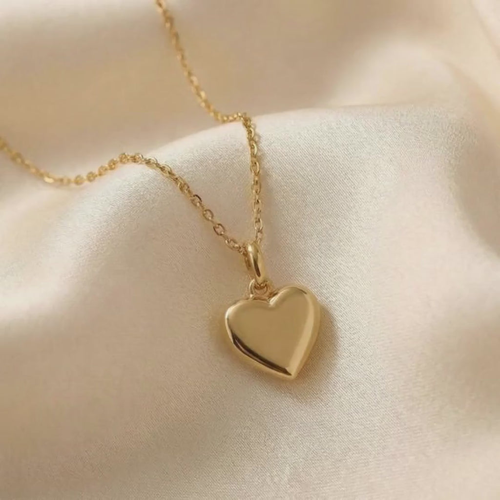 14k Gold Heart Charm or Necklace, Golden Solid Heart Charm