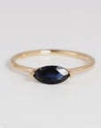 Natural Blue Sapphire Ring, 14K Solid Gold Marquise Sapphire Ring, East West Ring, September Birthstone, Minimalist Gold Ring