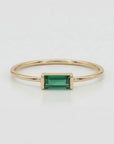 Minimalist Baguette Emerald Ring 14k Gold