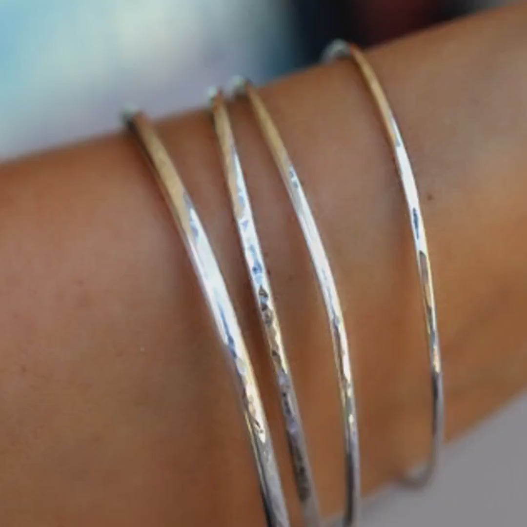 Hammered Sterling Silver Cuff Bracelet - Open Bangle