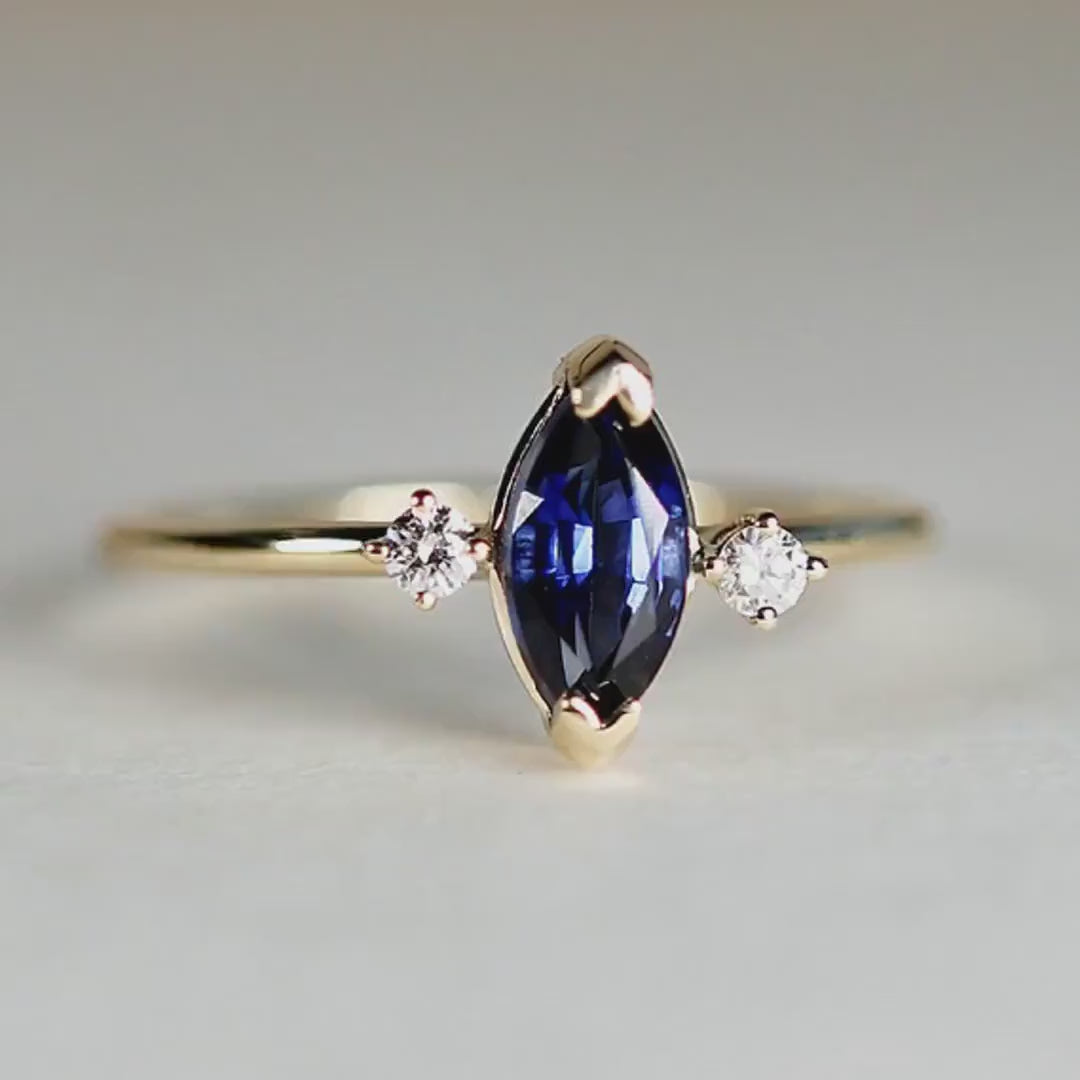 Marquise Blue Sapphire & Diamonds Ring