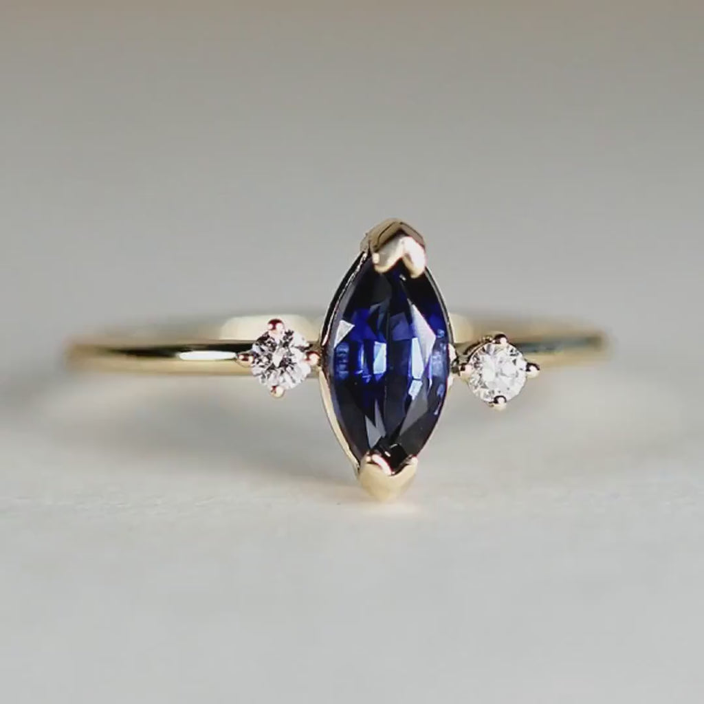 Marquise Blue Sapphire & Diamonds Ring