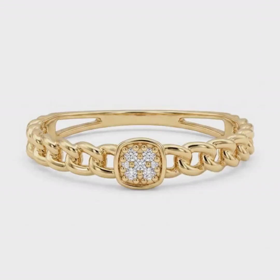 Square Pave Diamond Ring 14k Gold
