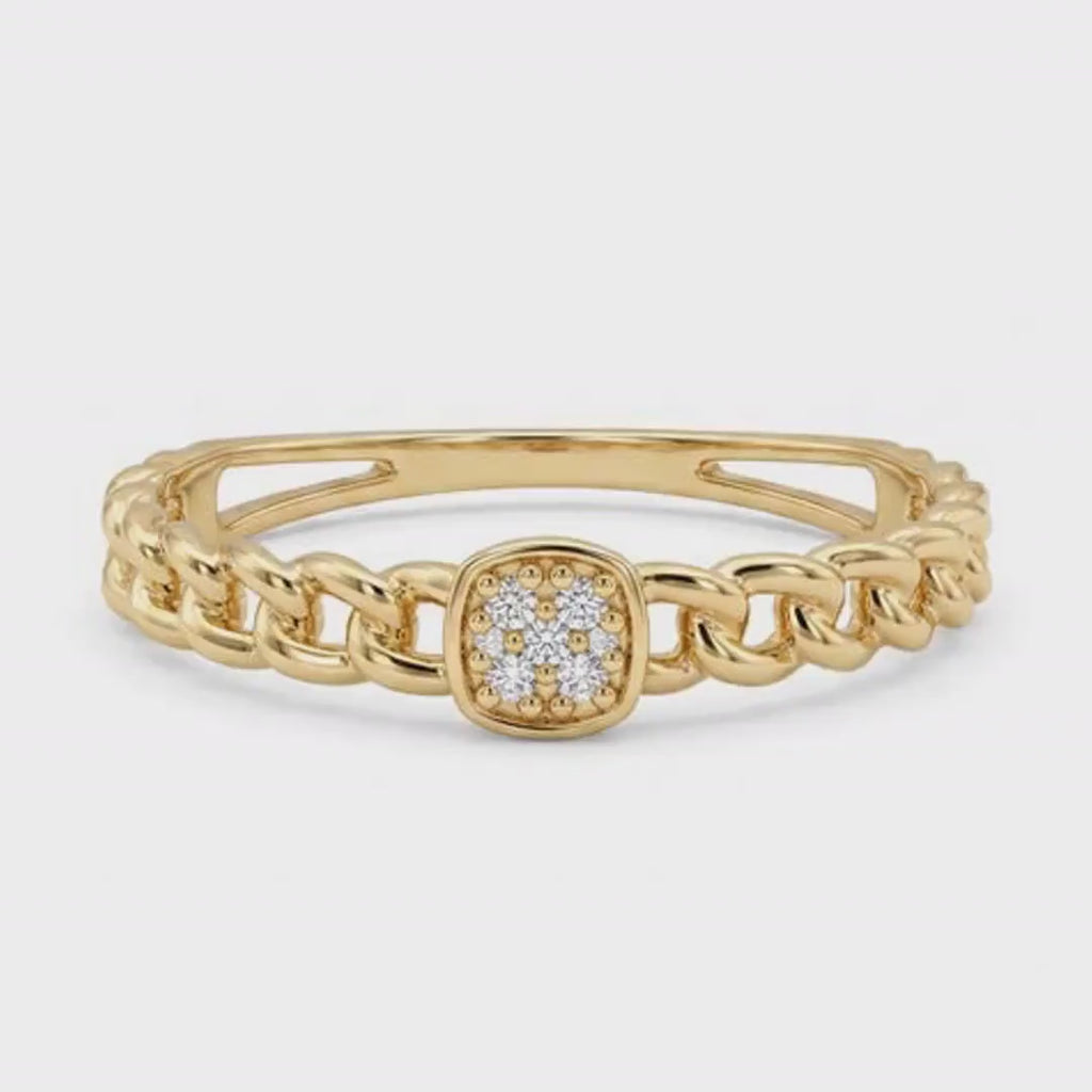 Square Pave Diamond Ring 14k Gold