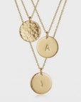 Custom Initial Necklace Gold Filled – Hand Stamped Hammered Coin Necklace, Personalized Mother Gift, Bridesmaid Jewelry