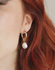Gold Filled Pearl Hoop Earrings