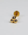 Trinity Internally Threaded Flat Back Earrings 14k Solid Gold (SINGLE)