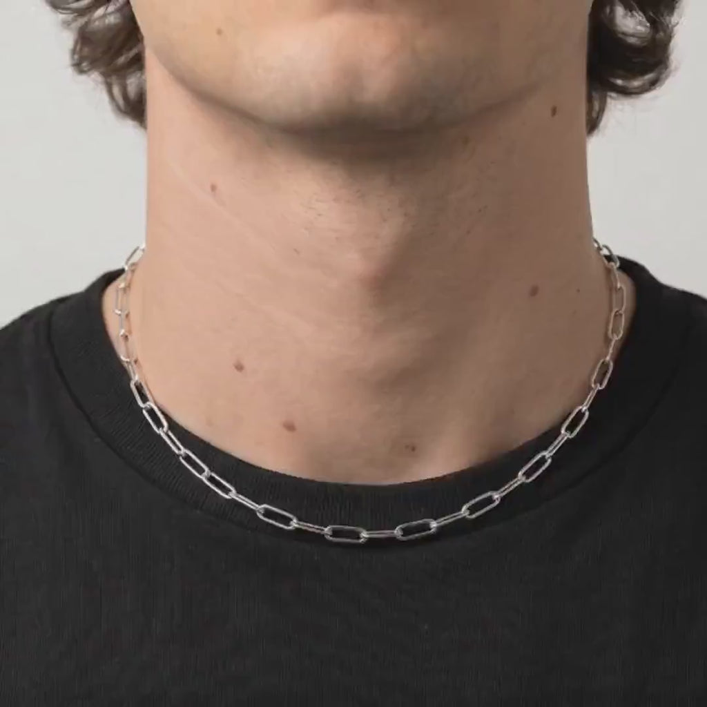 Elongated Thick Rectangle Chain Necklace