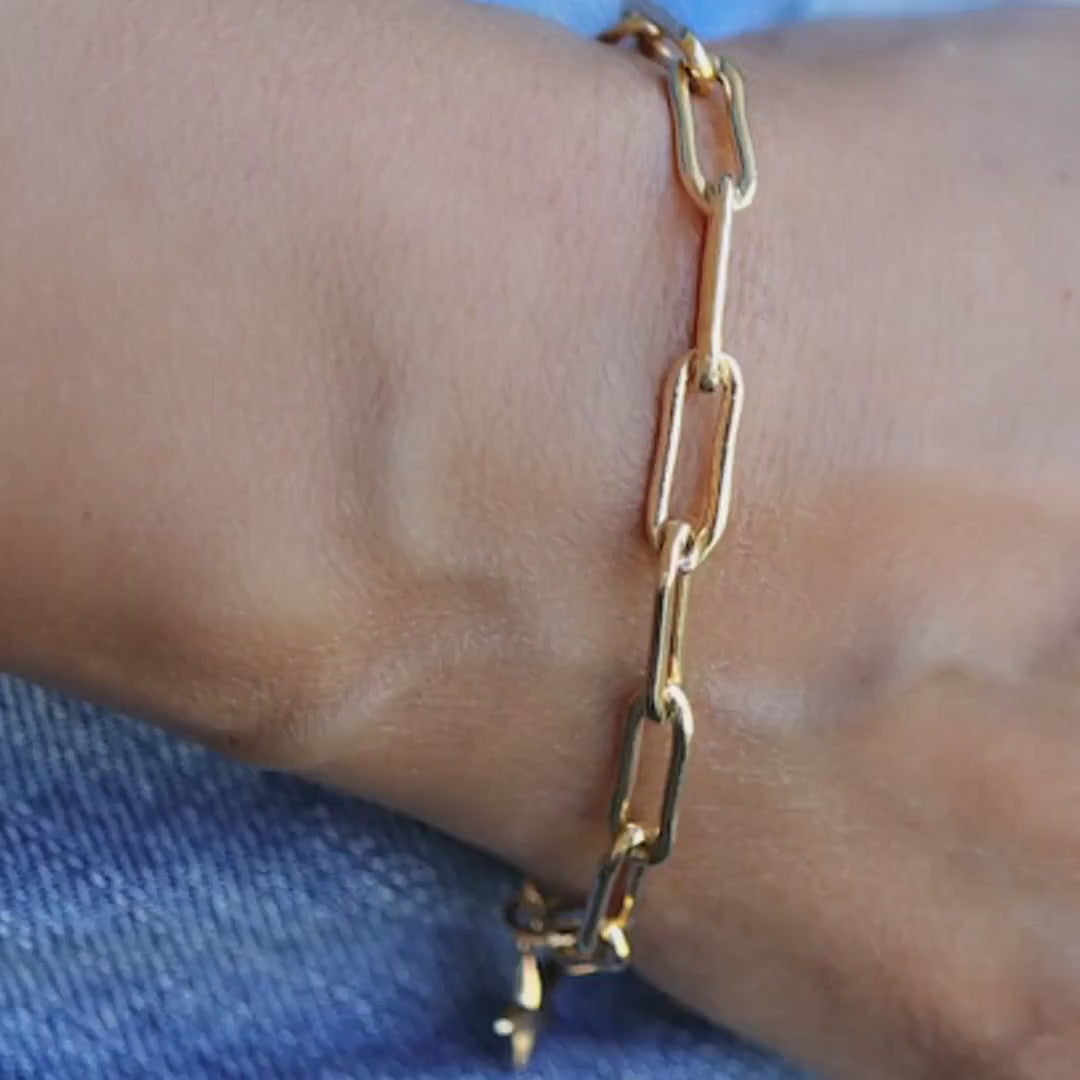 Gold Chunky Bracelet, Gold Filled Link Chain Bracelet