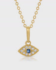 14k Gold Sapphire Evil Eye Necklace