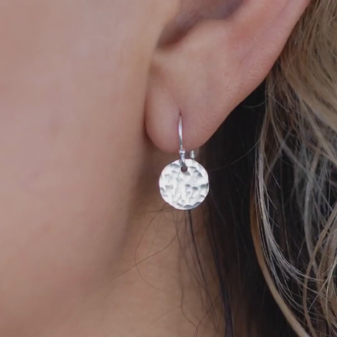 Hammered Silver Disc Earrings