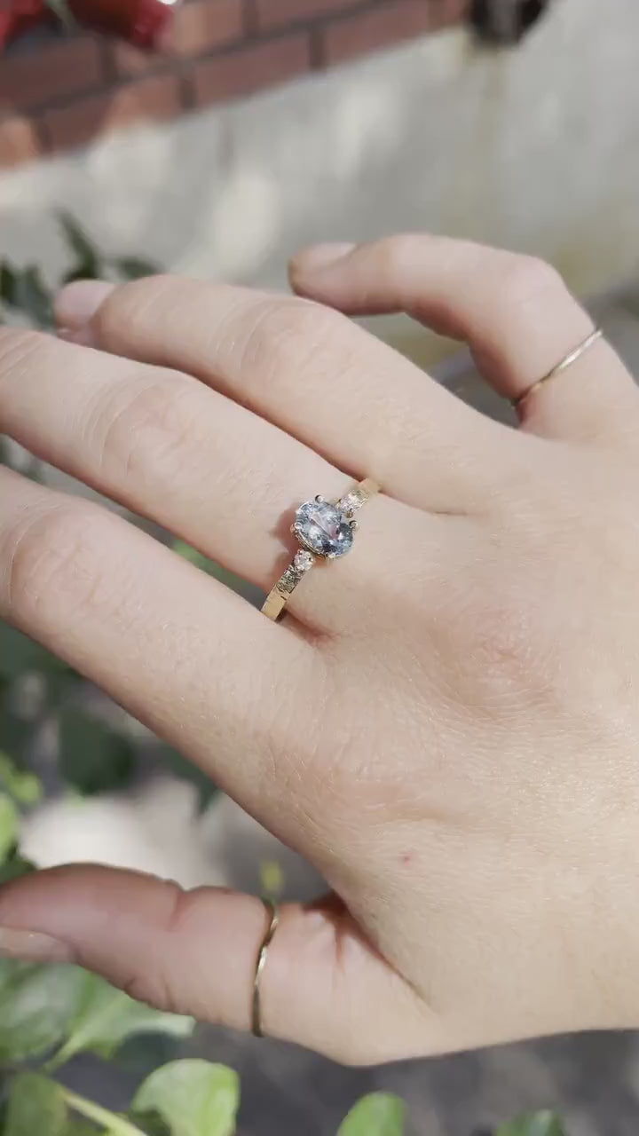 Oval Aquamarine Diamond Ring 14k Gold, Aquamarine Engagement Ring March Birthstone